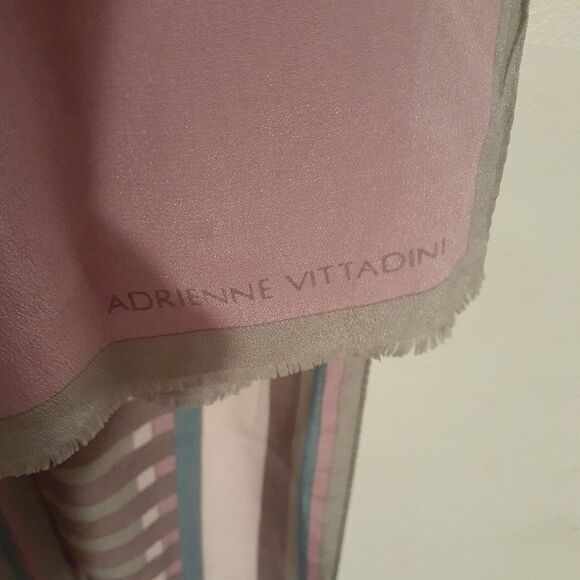silk scarf Oscar de la Renta & Adrienne vittadini purple mauve vintage scarves - Picture 6 of 6